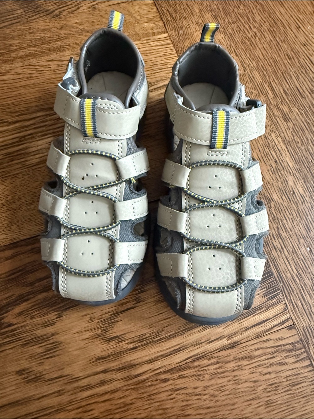 Eddie Bauer Beige and Gray Kids Closed-Toe Sandals with Yellow Accent